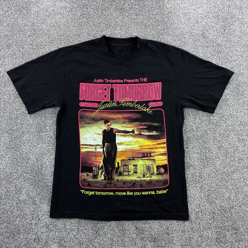 Justin Timberlake Forget Tomorrow World Tour Shirt Mens‎ L 2024 Black Concert